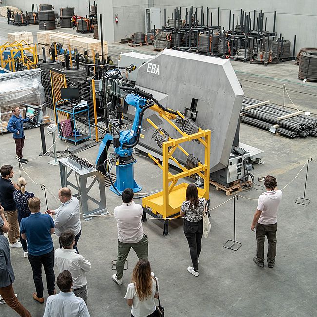 Plant tour of precast concrete production with state-of-the-art production technology and automation